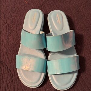 Hush Puppies Aqua Blue Slide Sandals